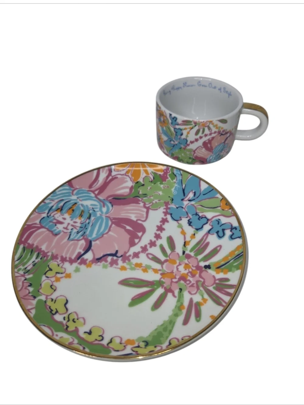 Lilly Pulitzer For Target 7" Dessert Plates Matching Expresso Cups With Rack - Picture 3 of 9